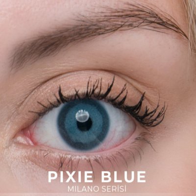 Labella Pixie Blue renkli kontakt lens — gözde görünümü