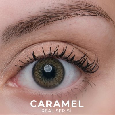 Labella Real Caramel renkli kontakt lens — gözde görünümü